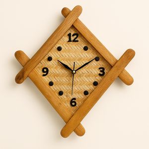 Reloj de Pared Analógico de Bambú Natural Hecho a Mano |   Decoración Ecológica para Sala de Estar |   Movimiento Mecánico Silencioso |   Diseño Bohemio |   Fácil - Product Image 1