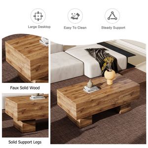 Tavolino da Caffè Rettangolare Moderno con Elegante Finitura in Legno, Perfetto per Ogni Soggiorno o Appartamento - Product Image 5
