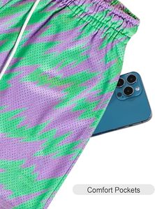 Shorts de basket-ball unisexes personnalisés en maille 100% polyester, entièrement sublimés, double couche, séchage rapide, respirants, avec poches - Product Image 2