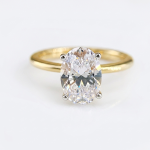 Anillo de Compromiso Solitario con Diamante Cultivado en Laboratorio de Corte Ovalado, Chapado en Oro de 14K, Joyería de Lujo para Mujer para Compromiso y Aniversario de Bodas - Product Image 1