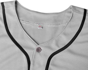 Men's Gray Baseball <b>Jersey</b> <b>Short</b> Sleeve Button Front Moisture Wicking Polyester Sportswear Adult Regular Fit - Product Image 3