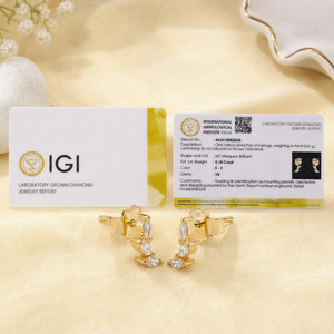 Boucles d'oreilles élégantes en or massif 14 carats avec diamants de laboratoire taille marquise brillant pour femme, certifiées IGI - Product Image 6