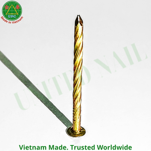 1-3/8 Inch Custom Size Yellow Plated Steel Ring Shank Smooth Type <b>Nails</b> From Vietnam | Clavos sueltos con recubrimiento amarillo - Product Image 1