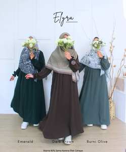 Vestido Abaya Largo de Manga Larga con Estampado a Cuadros de Poliéster de Alta Calidad, Simple y Modesto, Transpirable y Agradable al Tacto para Uso Diario - Product Image 1