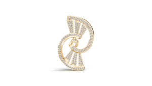 Broche de Oro Amarillo de 9K con Motivo Geométrico de Vórtice en Espiral con Diamante Cultivado en Laboratorio Estilo Art Deco de Aarinya, Unisex, Regalo para Bodas y Fiestas - Product Image 1