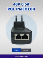 Minipuerto Lan de 10/100mbps, extensor Poe de 1 a 2, 48v a 12v, 24v, 0.5a, Conector de CA, inyector divisor Poe