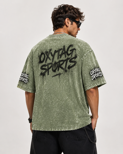 Camiseta de algodón holgada de corte cuadrado con hombros caídos, efecto lavado ácido y lavado a la piedra, para serigrafía y impresión DTG, venta al por mayor - Product Image 2