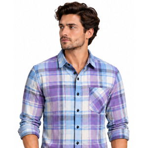 <b>Mens</b> <b>Flannel</b> <b>Shirt</b> Plaid Casual Button Down Checkered Workwear Outdoor Clothing Custom Wholesale Manufacturer OEM ODM Bulk Order - Product Image 5