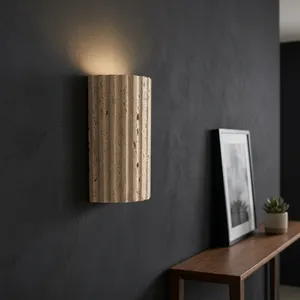 Estante de Pared Rectangular Moderno de Hormigón con Diseño Acordonado y Luz Ambiental con Temática Natural para Decoración del Hogar y Sala de Estar - Product Image 3