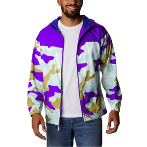 Men's Camouflage Hooded Windbreaker <b>Jacket</b> <b>Lightweight</b> Polyester Zipper Casual <b>Summer</b> Outdoor Wear - Product Image 4