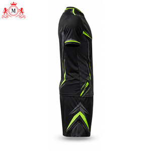 Conjunto de Camiseta y Pantalones Cortos de Fútbol Sublimados en Negro y Verde para Hombre, Uniforme Deportivo Transpirable de Poliéster para Adultos - Product Image 3