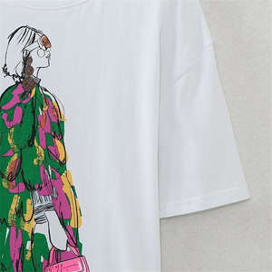 T-shirts imprimés en tricot pour femmes sur mesure, fabricant OEM, tissu en coton de qualité supérieure, doux et confortable, pour les marques de mode, commandes en gros - Product Image 6