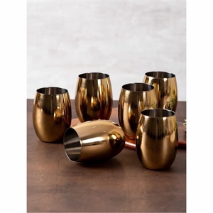 Copas de vino de cobre color oro rosa, copas de metal de acero inoxidable, irrompibles, para cócteles, champán, para bodas, bares. - Product Image 3