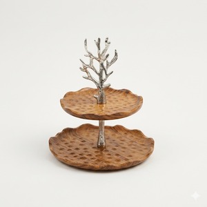 Handmade 3 Tier Wooden Cake Stand With Metal Handle Mango Wood Cupcake Tower Dessert Display For Wedding Party Decor And <b>Kitchen</b> - Product Image 5