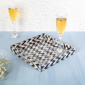 Bandeja de Servicio Decorativa Moderna para Café, con Logotipo Personalizado, Estilo Vintage, Bandeja para Desayuno con Impresión de Adhesivos Esmaltados - Product Image 1