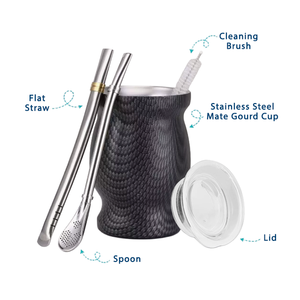 Tasse à maté argentine personnalisée en acier inoxydable à double paroi isolée sous vide de 8 oz, forme taille de chevalet - Product Image 2