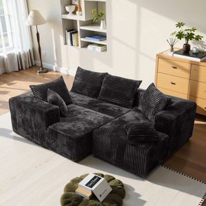 Divano Modulare a U Moderno e Minimalista in Corduroy, Design Componibile Senza Necessità di Montaggio, Confortevole per Soggiorni e Camere da Letto - Product Image 3