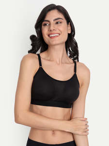 Women High Support Seamless Moulded Solid Black Sports Bra with Removable <b>Pads</b> and Crystal Decoration for <b>Running</b> - Product Image 5