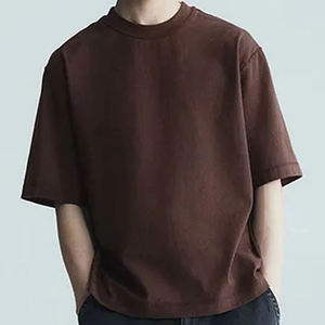 T-shirt décontracté à manches courtes et col rond pour homme, en jersey 100% coton, couleur unie, coupe ample - Product Image 1