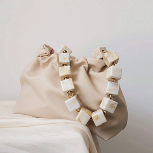 Fashion <b>Retro</b> Handmade Contrast Color Square Resin Acrylic Bead Chain Bag Portable Strap - Product Image 2