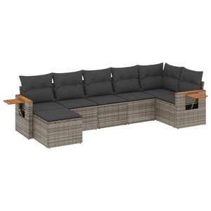 Grey Garden <b>Sofa</b> Set With Cushioned Seats Outdoor Furniture Contemporary Design Rattan <b>Material</b> Waterproof Cushions - Product Image 2