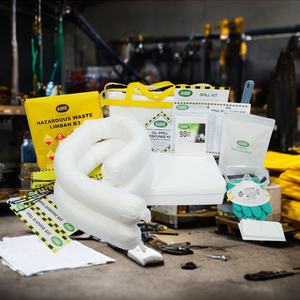 Kit de Respuesta a Derrames de Aceite de 20 Litros, Set Absorbente de Hidrocarburos de Emergencia con Almohadillas, Calcetines y EPP para Contención de Derrames en Talleres - Product Image 1