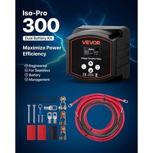 Kit Isolatore Doppia Batteria per Camper 12V 300 Amp, Relè Sensibile alla Tensione VSR Manuale/Automatico con Voltmetro e Schermo LCD Smart Batt - Product Image 3