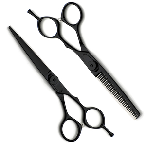 Ciseaux professionnels de 6 pouces pour couper et effiler les cheveux, ciseaux à lame noire en acier inoxydable résistant à la rouille pour droitiers - Product Image 1