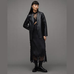 Veste de moto classique asymétrique en cuir véritable imprimé coupe-vent pour femme, personnalisable pour l'hiver - Product Image 5