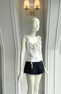 RTS COSHE Velia Top sin mangas con volantes Trim Slim Fit lindo Sexy elegante camisola para mujeres uso diario Casual Outing Outfit - Product Image 4