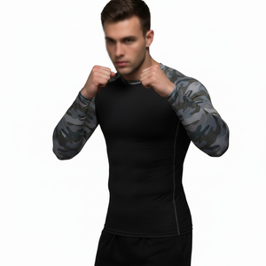 T-shirt de compression pour homme à manches longues, en polyester/spandex, imprimé par sublimation, séchage rapide, pour le BJJ, le sport et l'entraînement, type rashguard. - Product Image 4