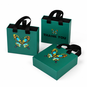 Custom Eco-Friendly Handmade Art Paper Cardboard Gift Box Jewelry Watch Packaging UV Hot Stamping Sliding Drawer Ribbon <b>Handle</b> - Product Image 1