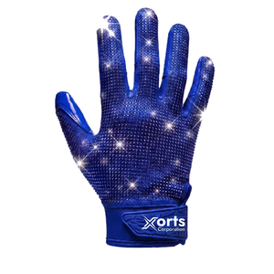 Pink Full Finger American Football Sports Gloves Hand Grips Rhinestone Print Non-Slip PU Silicone Glitter Material <b>Hook</b> Loop - Product Image 1