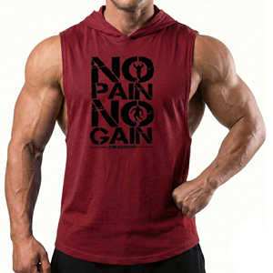 Débardeur de musculation personnalisable pour hommes avec capuche et emmanchures profondes, idéal pour la musculation et le fitness – Vente en gros - Product Image 4