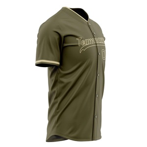 Custom Men's Baseball Jersey Olive Green Short Sleeve Button <b>Down</b> Team Name Number Sublimated Print Breathable Mesh Apparel - Product Image 4