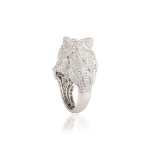 18K Art Deco Emerald <b>Cat</b> <b>Ring</b> with Invisible Set Cluster Diamonds - Product Image 6