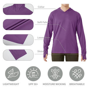 Camisetas de Pesca de Alto Rendimiento, Tela de Poliéster y Spandex, Estilo Urbano, Color Sólido, Sudadera con Capucha para Hombre - Product Image 4