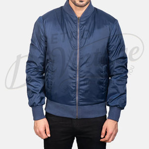 Blouson Bomber Homme Bleu Marine Personnalisé Léger Coupe-Vent Décontracté Style Aviateur Coupe Slim Zippé Extérieur - Product Image 2