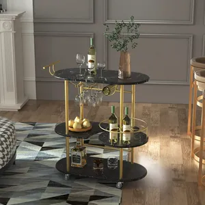 Luxury Handmade Metal Multi Tier <b>Bar</b> Cart for Dining Room Furniture Premium Handmade Metal Rolling <b>Utility</b> safe plated - Product Image 6