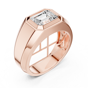 Anillo de sello solitario para hombre con diamante creado en laboratorio en oro amarillo – Anillo de boda de lujo ancho para novio, joyería con diamantes - Product Image 6