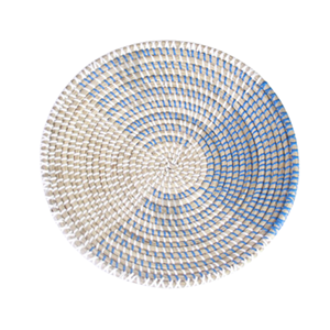 Wholesale Blue White Seagrass <b>Placemat</b> <b>Round</b> Straw Table Mat Woven Coaster Heat Insulation Hot Pan Pad Boho Basket Decor - Product Image 1