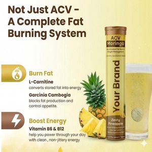 Comprimés effervescents au vinaigre de cidre de pomme OEM avec Moringa, soutien au métabolisme et à la gestion du poids, saveur ananas épicée - Product Image 6