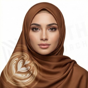 Hiyab de Chifón Beige para Mujer con Estampado Digital de Hojas, Transpirable, para Uso Diario, Pañuelo Étnico de Oriente Medio - Product Image 4