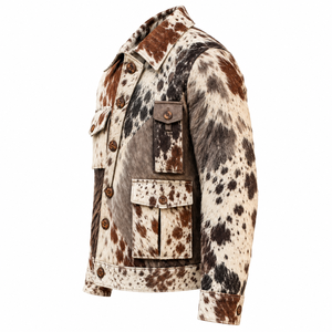 Chaqueta de cuero para hombre con diseño de pelo oculto, estilo motociclista, ajustada, con estampado animal, paneles de piel de vacuno natural, ropa exterior de invierno premium, personalizada, OEM, al por mayor - Product Image 4