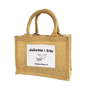 Sac fourre-tout en jute écologique personnalisé de haute qualité fermeture à bouton poignée supérieure lavable sac cadeau élégant à la mode à la mode - Product Image 1