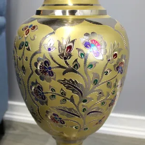 Handmade Brass <b>Tabletop</b> Vase with Traditional Floral Design for Interior Decoration - Product Image 4