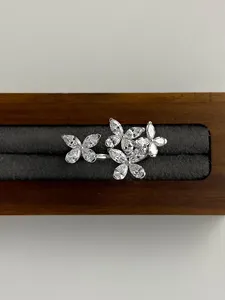 Solid Gold Marquise & Pear Diamond Butterfly Ring White Gold Cluster Statement Ring <b>Unique</b> Nature Inspired Jewelry <b>Gift</b> <b>for</b> <b>Her</b> - Product Image 4