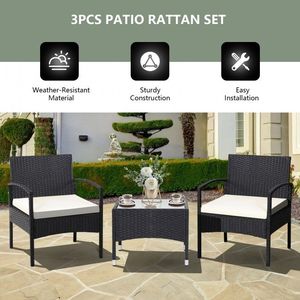 Set di Mobili da Giardino in Rattan a 3 Pezzi con Cuscini per Uso in Prato e Cortile - Product Image 5