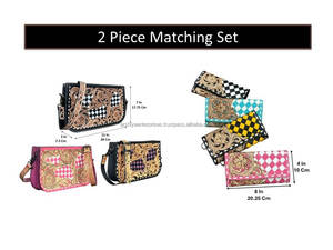 Conjunto de Bolso y Cartera de Cuero Vacuno Hecho a Mano, Diseño Personalizado de Fábrica, Precio Bajo, Patrón a Cuadros Rosa y Blanco - Product Image 2