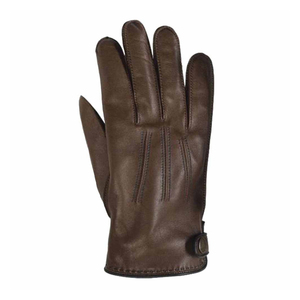 <b>Men</b> Genuine <b>Leather</b> Wrist Breathable Bike <b>Leather</b> <b>Gloves</b> Plain Style Thermal Cotton Lining <b>For</b> Winter Daily Use - Product Image 3